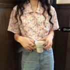 Short-sleeve Flower Print Shirt As Shown In Figure - One Size