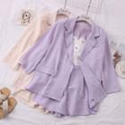 Set: Double-breasted Loose Blazer + High-waist Dress Shorts