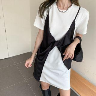 Mock Two-piece Panel T-shirt White - One Size