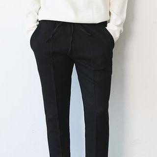Drawstring-waist Napped Tapered Pants