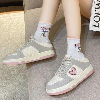 Heart Print Fleece Panel Sneakers