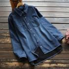 Fleece-lined Denim Shirt Denim Blue - One Size
