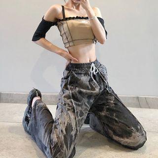 High-waist Tie-dye Print Pants