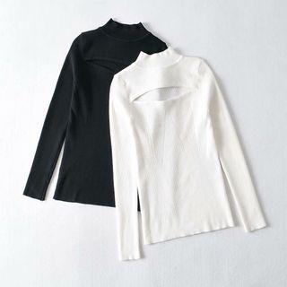 Mock-neck Cut-out Sweater