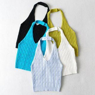 Halter Cable Knit Tank Top