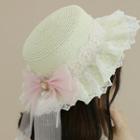 Beribboned Laced Straw Hat One Size