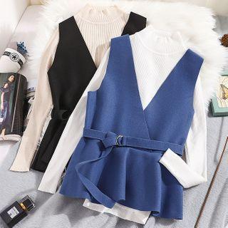 Long-sleeve Mock-neck Knit Top / Vest