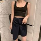 Striped Cropped Top / Twisted Skirt