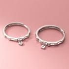 Couple Matching Rhinestone Ring 1 Pair - S925 Silver - Silver - One Size