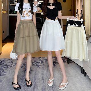 High-waist A-line Mesh Mini Skirt