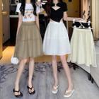 High-waist A-line Mesh Mini Skirt
