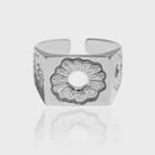 925 Sterling Silver Daisy Open Ring Adjustable - Silver - 14