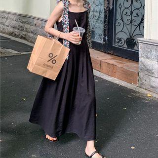 Floral Strap A-line Midi Dress