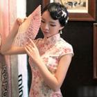 Floral Print Cap-sleeve Qipao