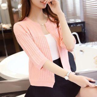Plain Elbow Sleeve Cardigan