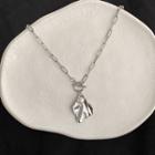 Faux Pearl Pendant Alloy Necklace 1 Pc - Silver - One Size