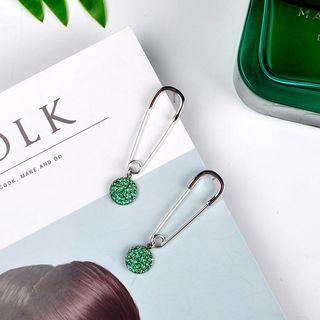 Rhinestone Disc Safety Pin Earring