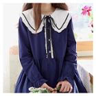Detachable-ribbon Half-placket Empire Dress