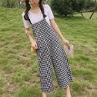 Checkered Wide-leg Dungarees
