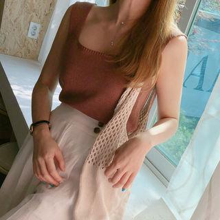 Square-neck Sleeveless Knit Top Ivory - One Size