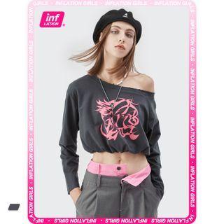 Asymmetrical Printed Crop T-shirt