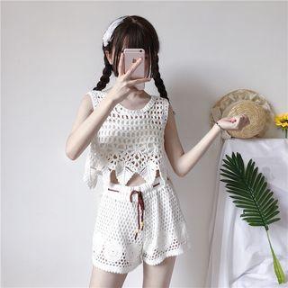 Crochet Trim Tank Top / Shorts
