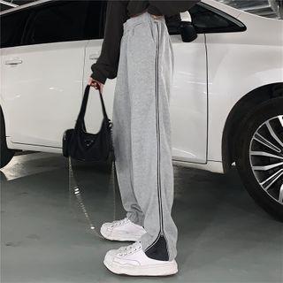 Zip-side Elastic-waist Sweatpants