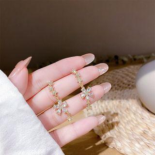 Rhinestone Floral Drop Earring E0279 - 1 Pair - Gold - One Size