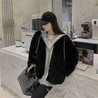 Mock Two-piece Hooded Zip Fleece Jacket