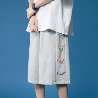 String Detail Wide Leg Sweatshorts