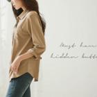 Pocket-front Hidden-button Shirt