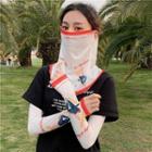 Set: Bicycle Sun Protection Arm Sleeve + Face Mask Tangerine & White - One Size