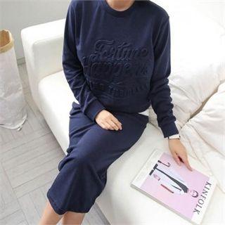 Set: Embossed Lettering Top + Slit-hem Skirt