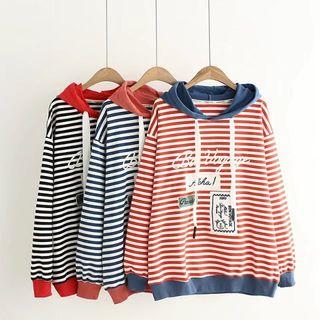 Color Block Striped Hooded Pullover