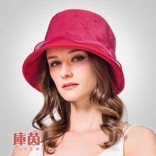 Silk-panel Beaded-accent Sun Hat