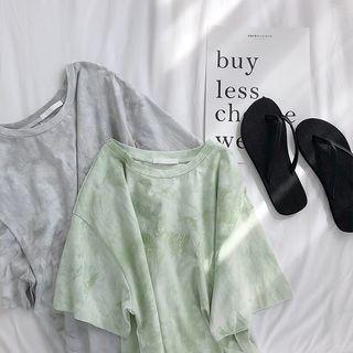 Short-sleeve Letter Tie Dye T-shirt