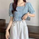 Puff Sleeve Square Neck Crop Blouse