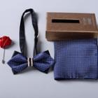 Plaid Bow Tie / Rose Lapel Pin / Pocket Square / Gift Box / Set