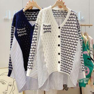 Striped Panel Patterned Cardigan