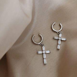 925 Sterling Silver Cross Cuff Earring 1 Pc - Ear Cuff - Cross - One Size