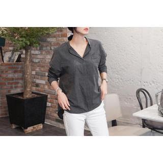 Open-placket Drop-shoulder Top