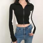 Two-tone Crop Zip Jacket