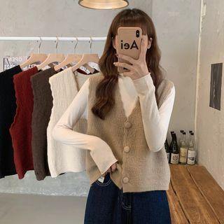 Mock Neck Knit Top / Sweater Vest