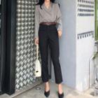 Double-breasted Blazer / High Waist Cropped Dress Pants
