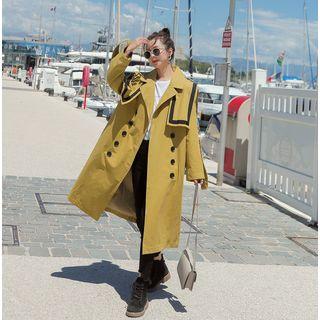 Sailor Collar Double-breasted Midi Trench Coat