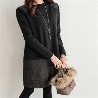 Pocket-side Quilted-panel T-shirt Dress