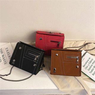 Faux Suede Stitched Crossbody Bag