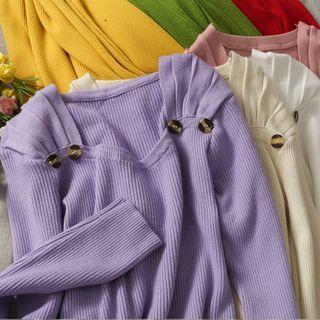 Details Square-neck Skinny Knit Top In 10 Colors