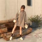Plaid Balloon-sleeve Tunic Dress