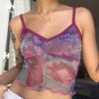 Printed Ruffled-trim Crop Camisole Top
